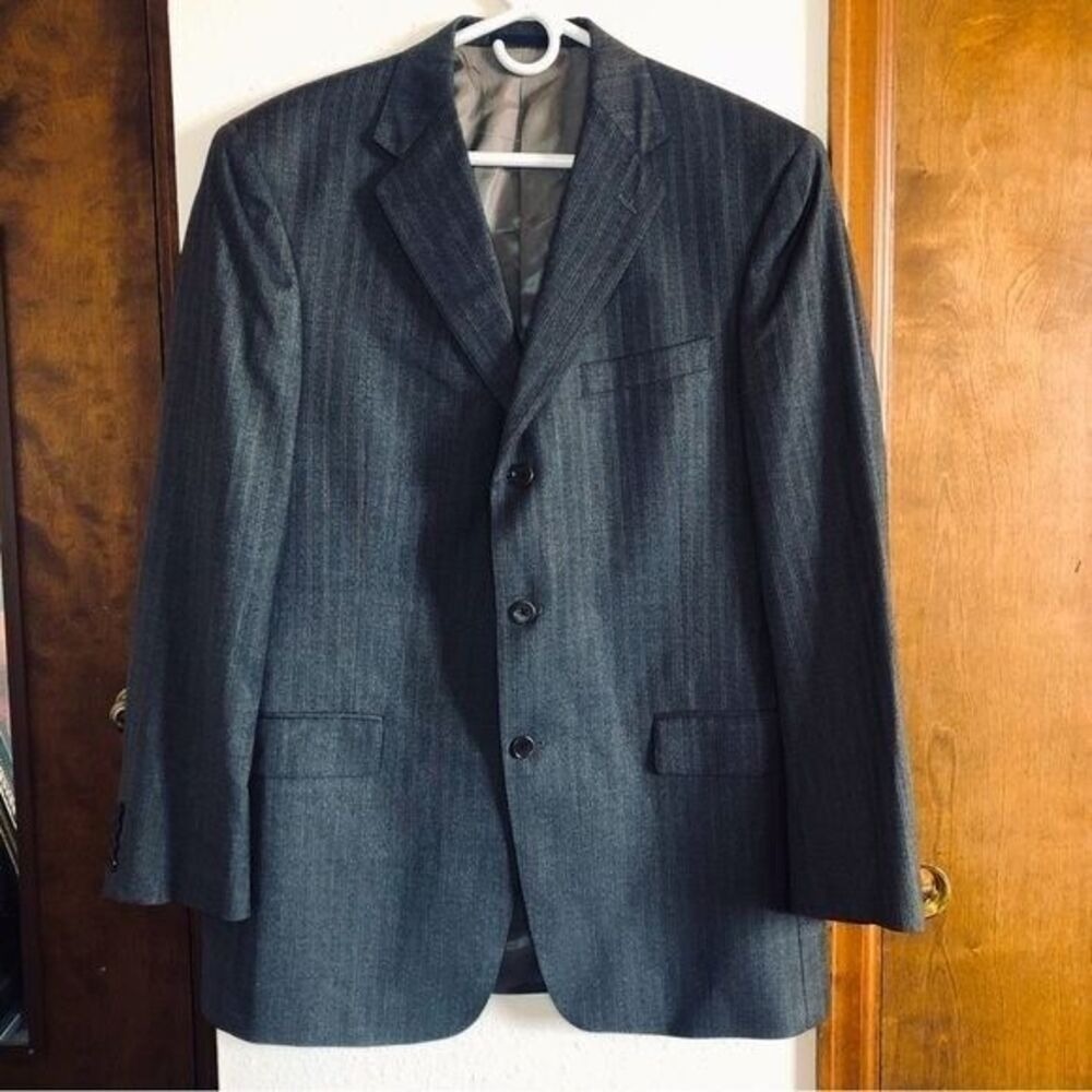 Daniel Cremieux 42L Wool Gray Birdseye Striped‎ Loro Piana Fully Lined Suit Coat